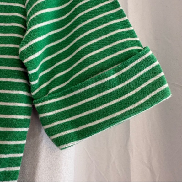Lauren Ralph Lauren Green White Stripe Boatneck Tee XS - Picture 5 of 6
